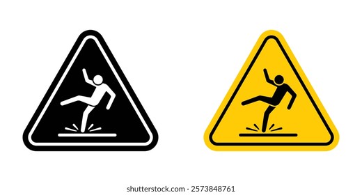 Wet Floor sign vector in filled and 3 stroke weights