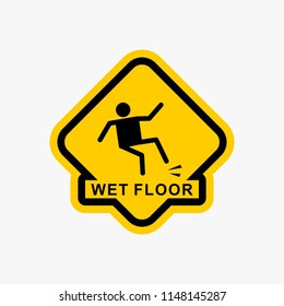 Wet floor sign warning icon design vector