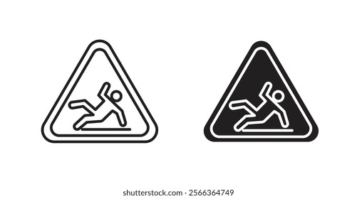 Wet floor signs in line stroke and flat versions