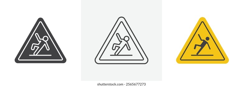 Wet floor signs set in black and colored versions