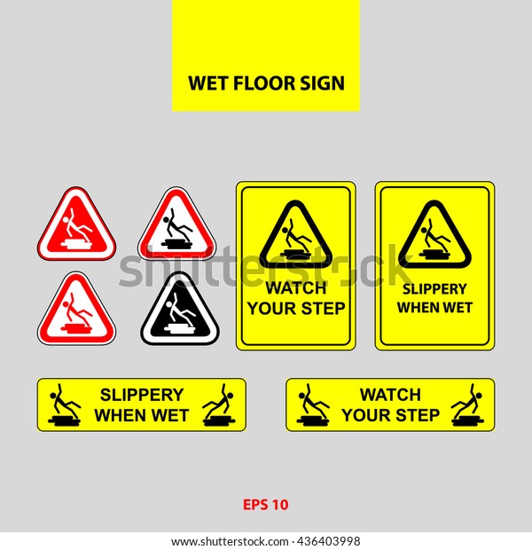 Wet Floor Signs Slippery When Wet Stock Vector Royalty Free