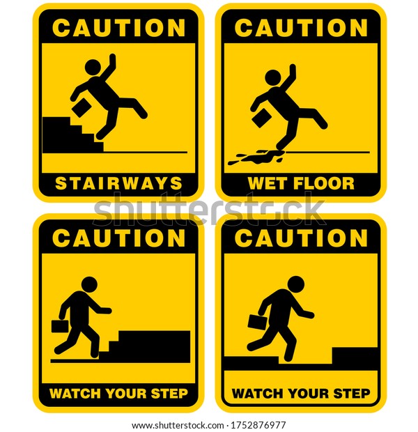 Wet Floor Stairways Watch Your Step Stock Vector (Royalty Free ...