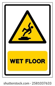 Wet Floor Symbol Sign,Vector Illustration, Isolate On White Background Label. EPS10