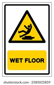 Wet Floor Symbol Sign,Vector Illustration, Isolate On White Background Label. EPS10