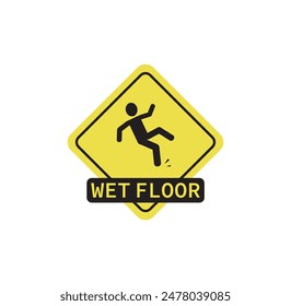 wet floor text warning and information sign