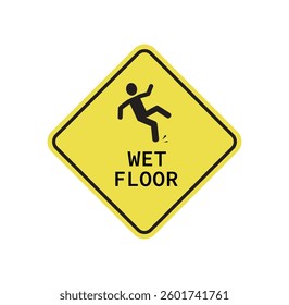 wet floor text warning and information sign