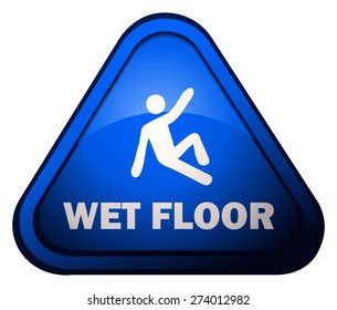 Wet Floor Triangular Warning Sign, Vector Illustration isolated on White Background.