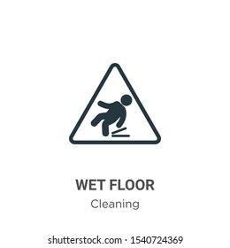 Wet floor vector icon on white background. Flat vector wet floor icon symbol sign from modern cleaning collection for mobile concept and web apps design.