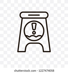 Wet floor vector linear icon isolated on transparent background, Wet floor transparency concept can be used for web and mobile