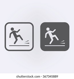 Wet floor warning sign set . Vector illustration