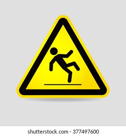 Wet floor warning sign. Slippery wet floor caution sign.