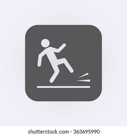 Wet floor warning sign . Vector illustration