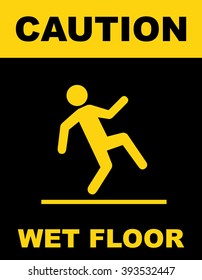 Wet floor warning sign . Vector illustration