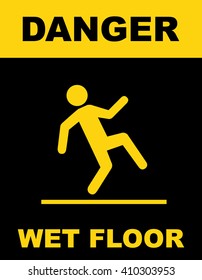 Wet floor warning sign . Vector illustration