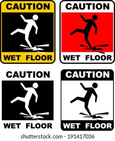 wet floor, warning sticker