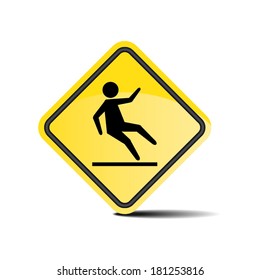 Wet floor yellow sign.Vector illustration. 