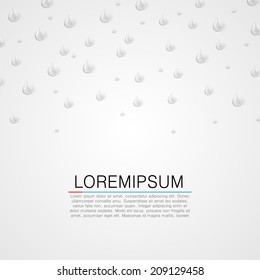 Wet gray background. Raindrops on glass. Vector illustration