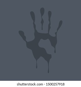 Wet handprint, wet hand silhouette. Vector illustration.