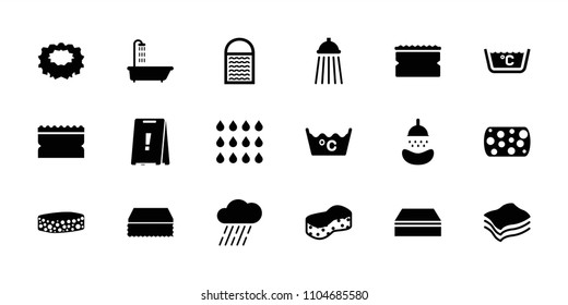 Wet icon. collection of 18 wet filled icons such as shower, sponge, laundry, rain. editable wet icons for web and mobile.