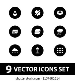 Wet icon. collection of 9 wet filled icons such as shower, no wash, rain, drop. editable wet icons for web and mobile.