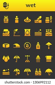 wet icon set. 26 filled wet icons.  Simple modern icons about  - Ink, Dropper, Eye dropper, Droplet, Pipette, Wave, Shower, Wipes, Sea, Beer bottle, Pool, Umbrella, Drop, Towel