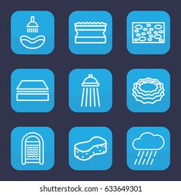 Wet icon. set of 9 outline wet icons such as shower, sponge