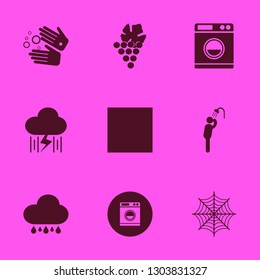 wet icon set with man has shower, washer and wash hands vector illustration