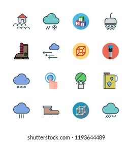 wet icon set. vector set about shower, tap, oil and paint brush icons set.