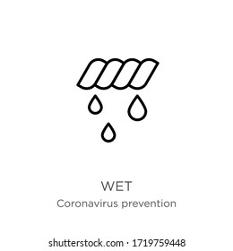 Wet icon. Thin linear wet outline icon isolated on white background from Coronavirus Prevention collection. Modern line vector sign, symbol, stroke for web and mobile