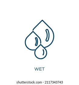 wet icon. Thin linear wet outline icon isolated on white background. Line vector wet sign, symbol for web and mobile