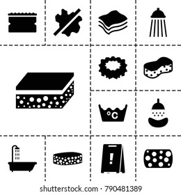 Wet icons. set of 13 editable filled wet icons such as shower, no wash, sponge, laundry