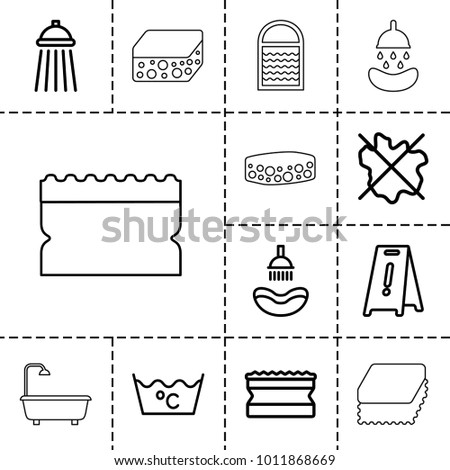 Wet icons. set of 13 editable outline wet icons such as shower, no wash, sponge, wet floor