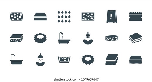 Wet icons. set of 18 editable filled wet icons: shower, sponge, drop, wet floor