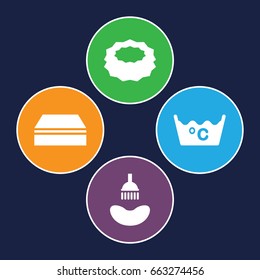Wet icons set. set of 4 wet filled icons such as shower, sponge