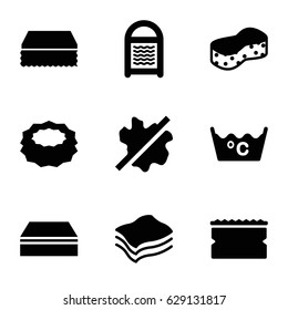 Wet icons set. set of 9 wet filled icons such as sponge, no wash