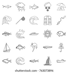 Wet icons set. Outline set of 25 wet vector icons for web isolated on white background