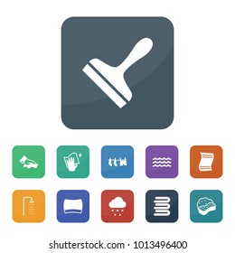 Wet icons. vector collection filled wet icons such as sponge, wiping, scraper, drying clothes, towels, wave, towel, rain