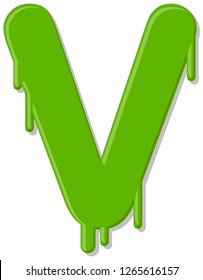 Wet letter V vector icon