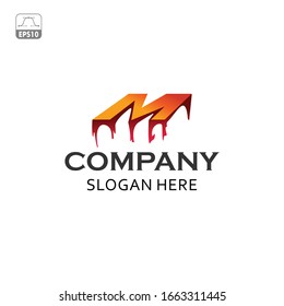 wet M logo design - artistic vector
