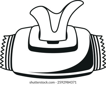 Wet napkins pack black-and-white vector illustration