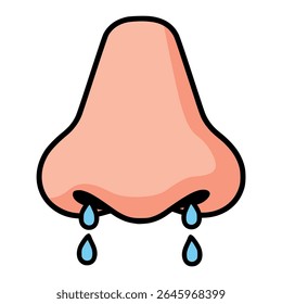 molhado nariz gripe doença vetor cor plana modelo de ilustração design
