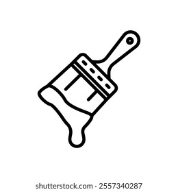 wet paint brush icon vector, line style icon