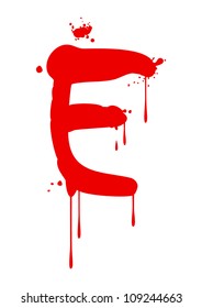 Wet paint font type, letter E