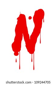 Wet paint font type, letter N