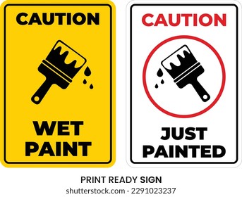 Wet paint, just painted print ready sign vector