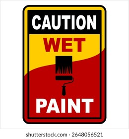 Sinal de segurança de pintura úmida, cuidado Sinal de pintura úmida Ilustração de arte vetorial