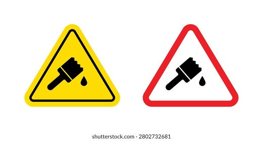 Wet paint sign vector icon set collection.