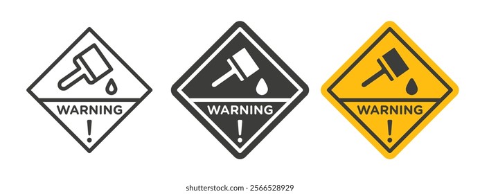 Wet paint signs collection for website design, app, UI design.
