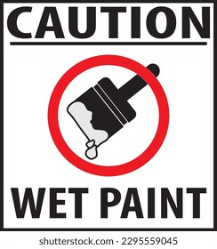 Wet paint warning notice vector eps