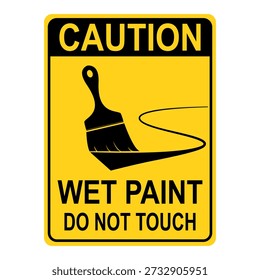 Wet paint warning sign, Caution do not touch, wet paint. Flat vector illustration design